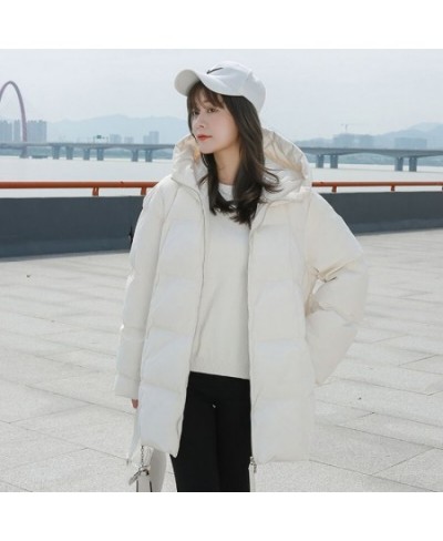 Winter New Style Puffer Jackets Women White Zipper Long Down Jacket Woman Korean Loose Hooded Bubble Coats Female $76.67 - Ja...