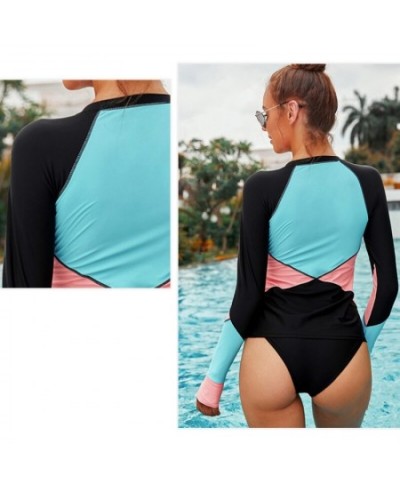 Fashion Women Bathing Suit Patchwork Long-sleeved Sexy O-neck Ladies One Piece Swimsuit Summer Casual Female Beach Surfing $4...