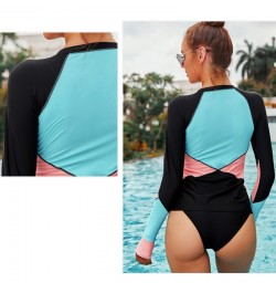 Fashion Women Bathing Suit Patchwork Long-sleeved Sexy O-neck Ladies One Piece Swimsuit Summer Casual Female Beach Surfing $4...