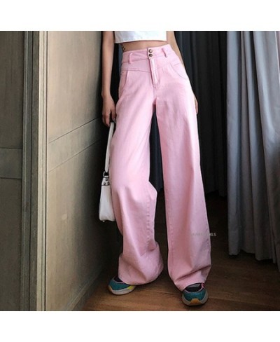 2022 Fashion Women Pink High Waist Loose Casual Pants Korean Style d Omighty Vintage Trousers Wide Leg Pants KZ615 $46.16 - J...