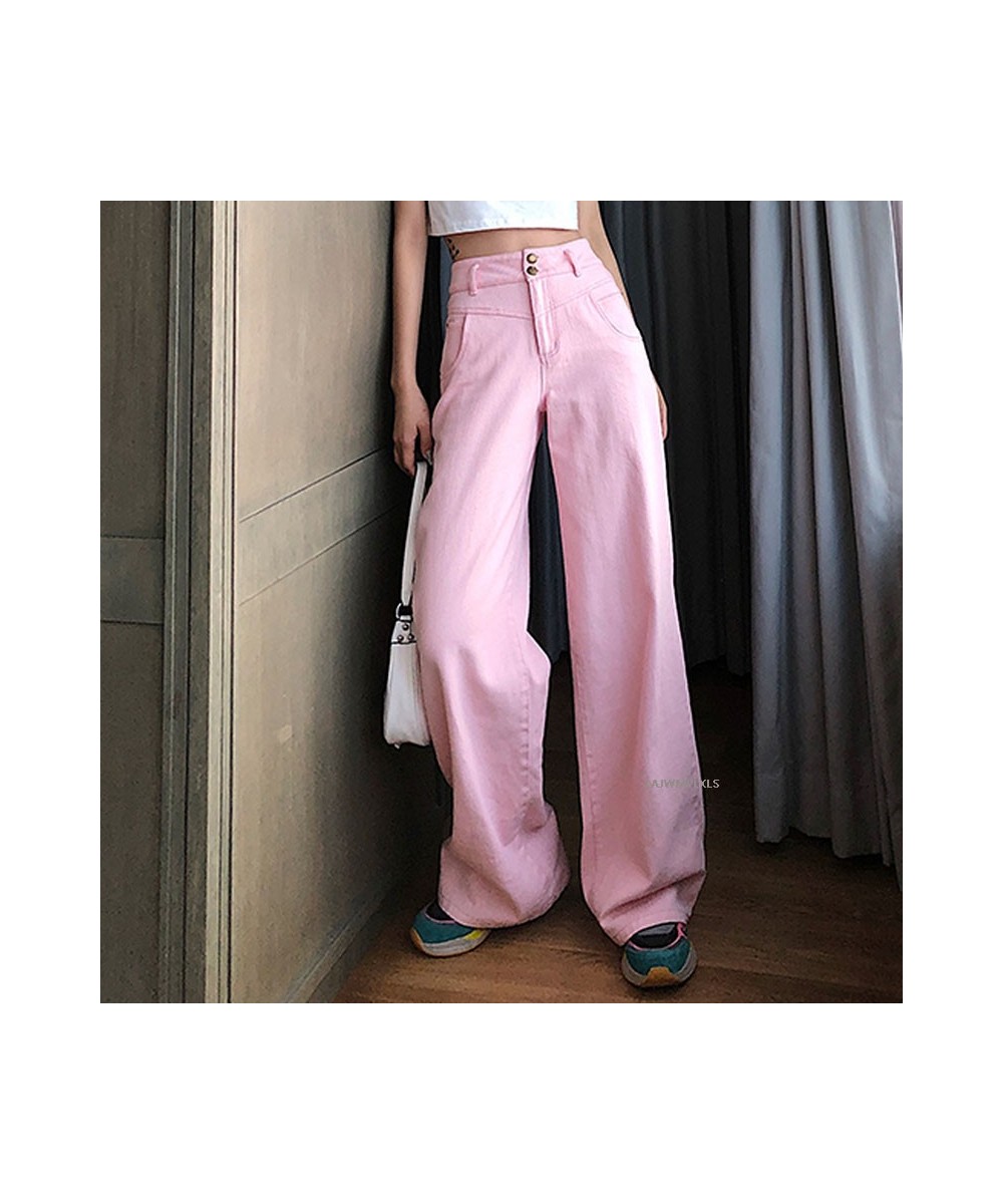 2022 Fashion Women Pink High Waist Loose Casual Pants Korean Style d Omighty Vintage Trousers Wide Leg Pants KZ615 $46.16 - J...