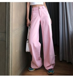 2022 Fashion Women Pink High Waist Loose Casual Pants Korean Style d Omighty Vintage Trousers Wide Leg Pants KZ615 $46.16 - J...