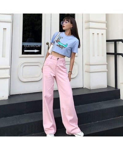 2022 Fashion Women Pink High Waist Loose Casual Pants Korean Style d Omighty Vintage Trousers Wide Leg Pants KZ615 $46.16 - J...