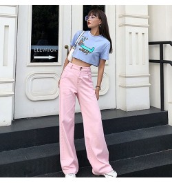 2022 Fashion Women Pink High Waist Loose Casual Pants Korean Style d Omighty Vintage Trousers Wide Leg Pants KZ615 $46.16 - J...