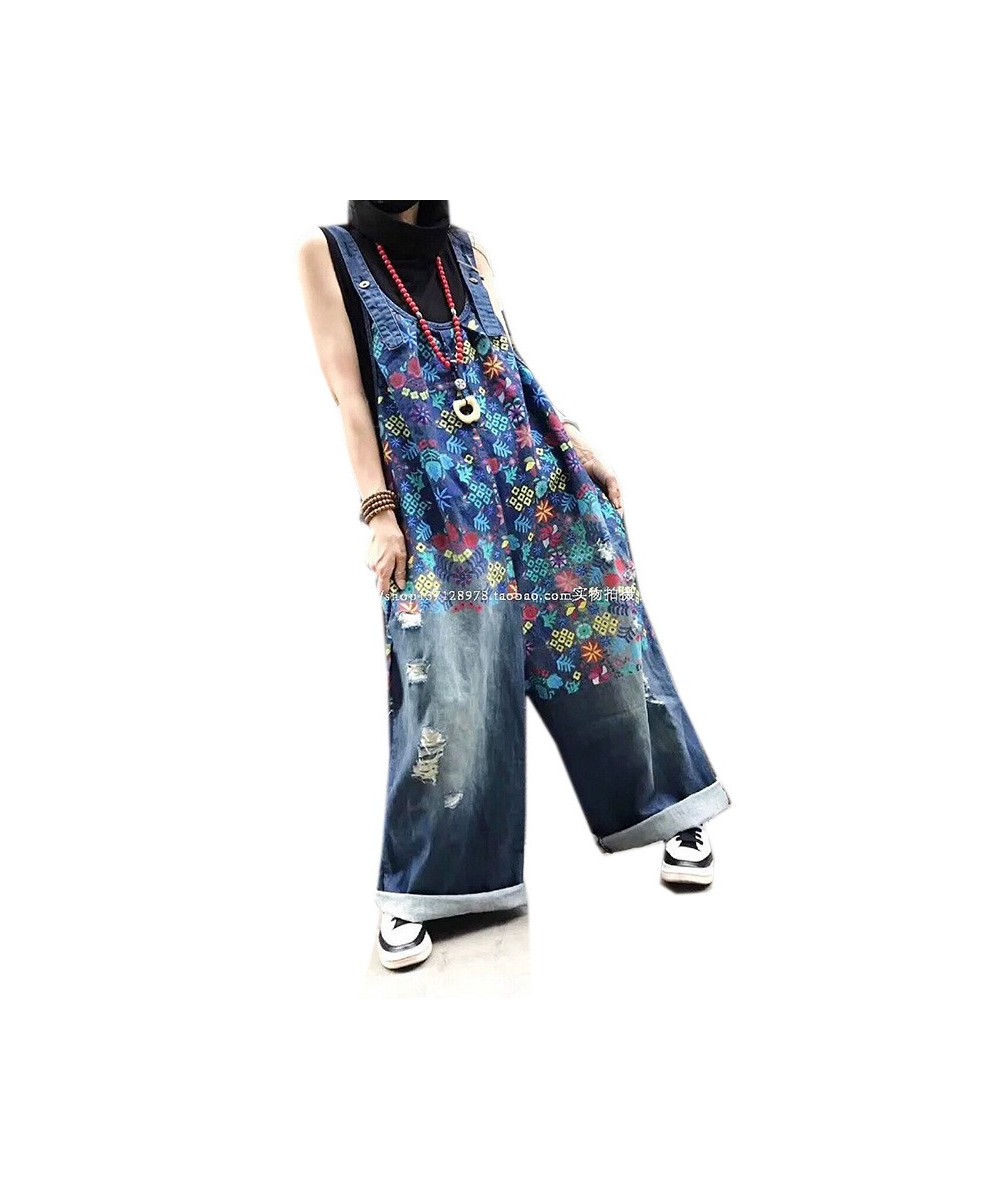 Lady Printed Casual Jumpsuit Women Wide Leg Jumpsuit Summer 2023 Street Style Rompers Womens Personality Jumpsuit $75.50 - Ju...