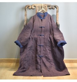 Women Loose Patchwork Autumn Spring Trench Coat Ladies Vintage Linen Long Coat Outerwear Female 2023 Coat $101.84 - Jackets &...