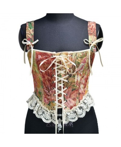 Vintage Embroidery Camisole For Women Square Neck Sleeveless Tunic Sexy Camis Crop Top Corset Bustier Lace Up Tank Top Plus $...