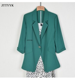 Plus Size Spring Summer Womens Blazer Middle Sleeve Slim Fit Korean Grace Office Work Clothes Business Wear Fashion Basic $53...