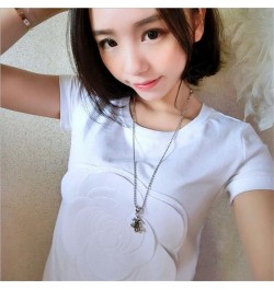 women summer 3d camellia embroidery luxury T-shirt ladies fashion tops slim casual tee shirts vetement femal $28.93 - Tops & ...