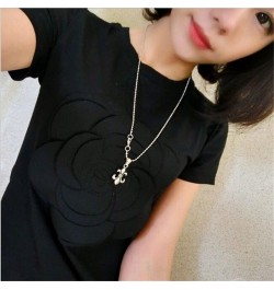 women summer 3d camellia embroidery luxury T-shirt ladies fashion tops slim casual tee shirts vetement femal $28.93 - Tops & ...