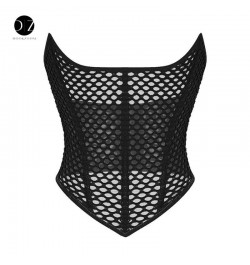 Sexy Mesh Hollow Out Cropped Corset Top Steel Bone Strapless Sleeveless Bustiers Off Shoulder Transparent Waist Training $32....