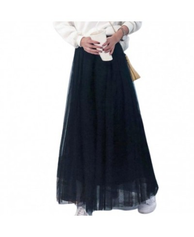 Vintage Tulle Skirt Women Elastic High Waist 3 Layers A-line Pleated Mesh Skirt Long Bride Tutu Skirts Female Jupe Longue $28...