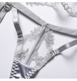 2023 Lace Satin Embroidery Flower Underwear Transparent Sexy Thong Garter Suit Women Bra and Panties Sets Lingeries Feminina ...