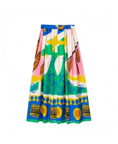 Printed Long Skirts For Women Fashion 2023 Pleated Midi Skirt Woman High Waist Skirt Sets Streetwear Summer Beach Skirt $36.1...