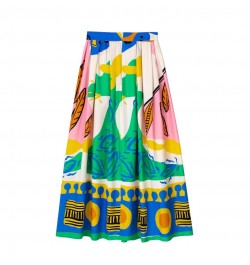 Printed Long Skirts For Women Fashion 2023 Pleated Midi Skirt Woman High Waist Skirt Sets Streetwear Summer Beach Skirt $36.1...