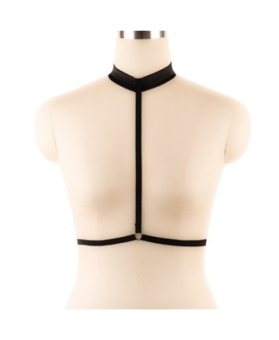 Women Black Adjustable sexy choker to waist harness 90's fetish wear body harness cupless bra chest Body Belt Suspender $9.42...