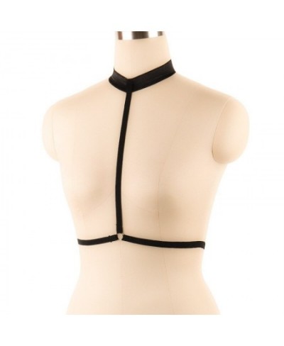 Women Black Adjustable sexy choker to waist harness 90's fetish wear body harness cupless bra chest Body Belt Suspender $9.42...