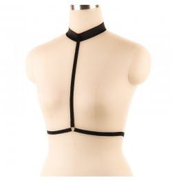 Women Black Adjustable sexy choker to waist harness 90's fetish wear body harness cupless bra chest Body Belt Suspender $9.42...