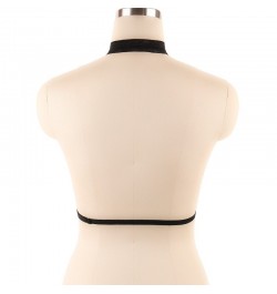 Women Black Adjustable sexy choker to waist harness 90's fetish wear body harness cupless bra chest Body Belt Suspender $9.42...