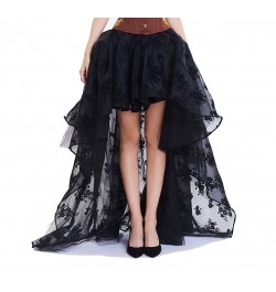 Punk Chic Ladies Irregular peplum Hem Dress Summer Floral Embroidery Elastic waist Gothic tulle dress in black/white/red $53....