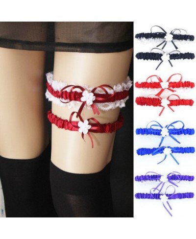 1set Fashion Women Sexy Harajuku Wedding Style Adjustable Elastic Garter Belt Suspenders Lace Bowknot Thigh stockings Garter ...