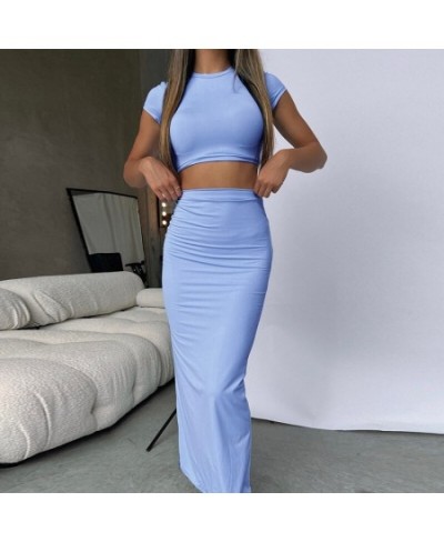 Two Piece Sets Women Short Sleeve O Neck Long Dress Conjunto Femenino Roupa Elegante Summer Dress Women 2023 Casual Skirt Sui...