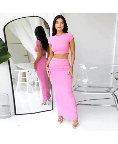 Two Piece Sets Women Short Sleeve O Neck Long Dress Conjunto Femenino Roupa Elegante Summer Dress Women 2023 Casual Skirt Sui...