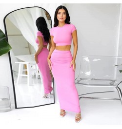 Two Piece Sets Women Short Sleeve O Neck Long Dress Conjunto Femenino Roupa Elegante Summer Dress Women 2023 Casual Skirt Sui...