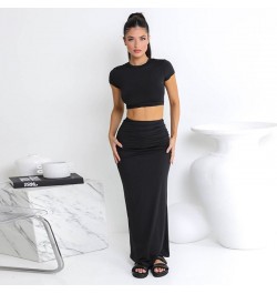 Two Piece Sets Women Short Sleeve O Neck Long Dress Conjunto Femenino Roupa Elegante Summer Dress Women 2023 Casual Skirt Sui...