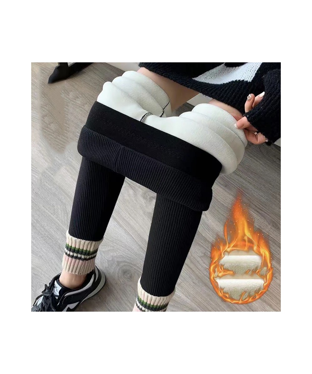 Leggings Women 2022 Winter Ribbed High Waist Slim Outer Wear Casual Pants Contrasting Colors Ankle-length Stretchy Pants Tigh...