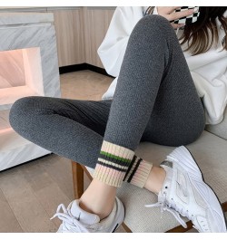 Leggings Women 2022 Winter Ribbed High Waist Slim Outer Wear Casual Pants Contrasting Colors Ankle-length Stretchy Pants Tigh...