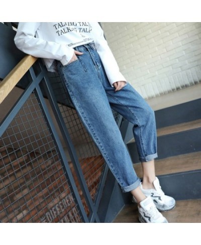 2023 Autumn High Waist Jeans for Women Loose Jeans Woman Soft Ankle-length Denim Trousers Casual Harem Capris with Blue 10729...