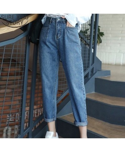 2023 Autumn High Waist Jeans for Women Loose Jeans Woman Soft Ankle-length Denim Trousers Casual Harem Capris with Blue 10729...