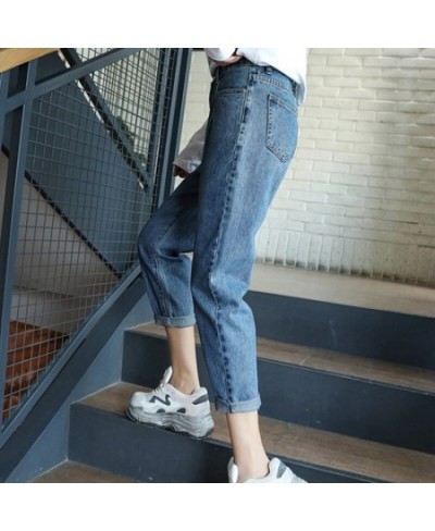 2023 Autumn High Waist Jeans for Women Loose Jeans Woman Soft Ankle-length Denim Trousers Casual Harem Capris with Blue 10729...