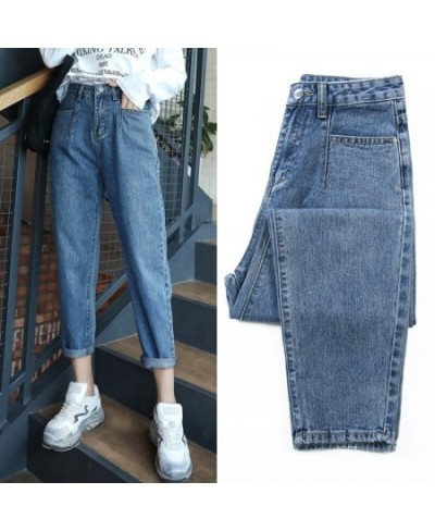 2023 Autumn High Waist Jeans for Women Loose Jeans Woman Soft Ankle-length Denim Trousers Casual Harem Capris with Blue 10729...