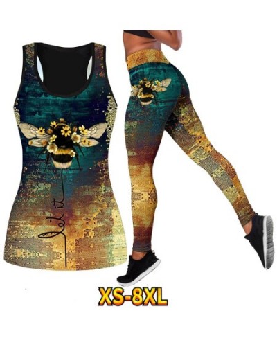 2023 Sport Two Piece Set Yoga Clothes Tight Yoga Clothes Flower Printing Activewear Set Spring Summer Sleeveless Retro Yoga $...