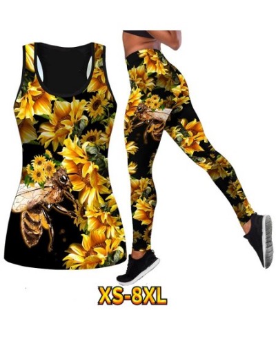 2023 Sport Two Piece Set Yoga Clothes Tight Yoga Clothes Flower Printing Activewear Set Spring Summer Sleeveless Retro Yoga $...