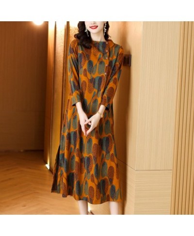 2022 Women Autumn Elegant A-Line Print Dress Office Lady High Quality Loose Robe Femme Vintage Designer Clothing $68.58 - Dre...