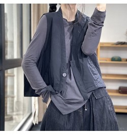 2022 Spring Autumn Arts Style Women V-neck Single Breasted Vest Coats all-matched Casual Cotton Vest Coat C102 $50.53 - Jacke...