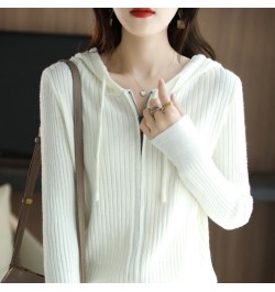 Autumn And Winter Hooded Knitted Cardigan Sweater Women's Sweater Loose Casual Solid Color Joker Wool Bottoming Hoodie $42.08...