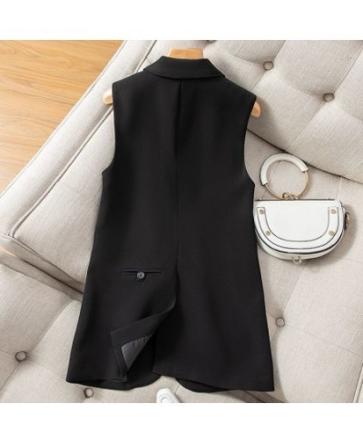 Office Lady Casual Vest Women Classic Loose Black Pocket Waistcoat Woman Elegant Slim Sleeveless Outerwear Chic Veste Femme E...