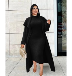 Plus Size Women Clothing Dress Sets 2 Piece Outfits Dresses and Cardigan Matching Suit Wholesale (with Belt) $60.40 - Plus Si...