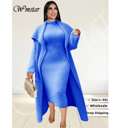 Plus Size Women Clothing Dress Sets 2 Piece Outfits Dresses and Cardigan Matching Suit Wholesale (with Belt) $60.40 - Plus Si...