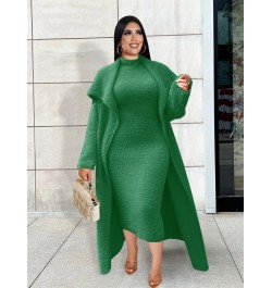 Plus Size Women Clothing Dress Sets 2 Piece Outfits Dresses and Cardigan Matching Suit Wholesale (with Belt) $60.40 - Plus Si...