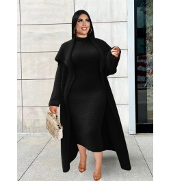 Plus Size Women Clothing Dress Sets 2 Piece Outfits Dresses and Cardigan Matching Suit Wholesale (with Belt) $60.40 - Plus Si...