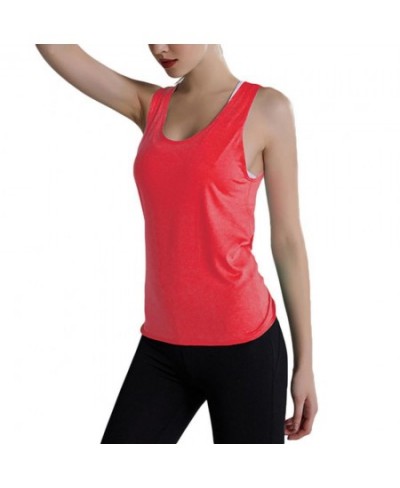 Women's Sports Fitness Vest Solid Color Women Open Back Quick Dry Camisole Tank Top Workout Sports Vest Fitness Quick-drying ...