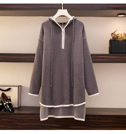 140Kg Plus Size Women's Bust 144 Spring Autumn New Loose Front Short Back Long Hooded Knitted Dress Gray 4XL 5XL 6XL 7XL 8XL ...