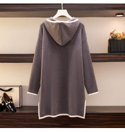 140Kg Plus Size Women's Bust 144 Spring Autumn New Loose Front Short Back Long Hooded Knitted Dress Gray 4XL 5XL 6XL 7XL 8XL ...