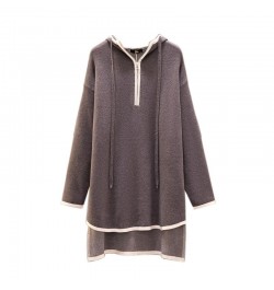 140Kg Plus Size Women's Bust 144 Spring Autumn New Loose Front Short Back Long Hooded Knitted Dress Gray 4XL 5XL 6XL 7XL 8XL ...