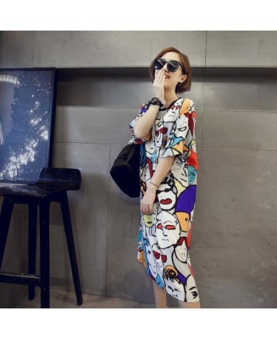 Women One-pieces Pajama Printed O-neck Short Sleeve Loose Sleep Dress for Summer New $24.48 - Dresses